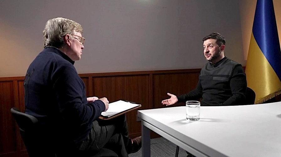 Volodymyr Zelensky speaking during an interview
